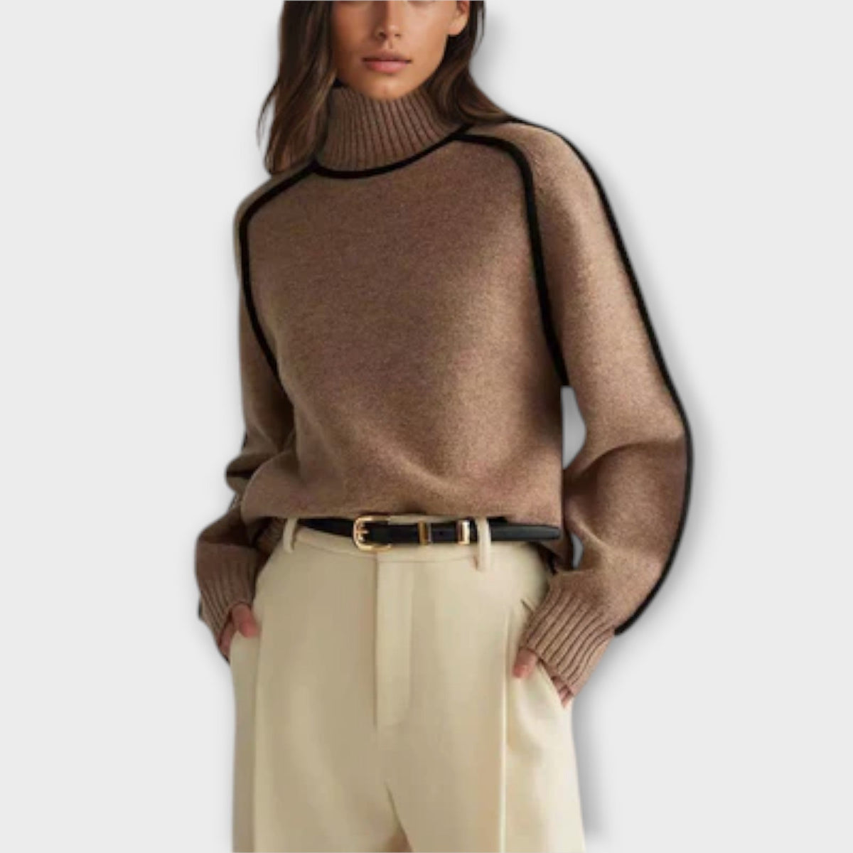 Brielle | Pull à Col Roulé à Côtes pour Femme | Doux et Structuré