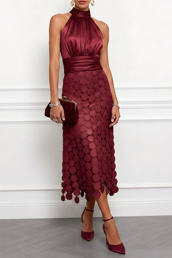 CLAIRE LYON | ROBE MIDI CHIC À COL HALTER POUR FEMMES