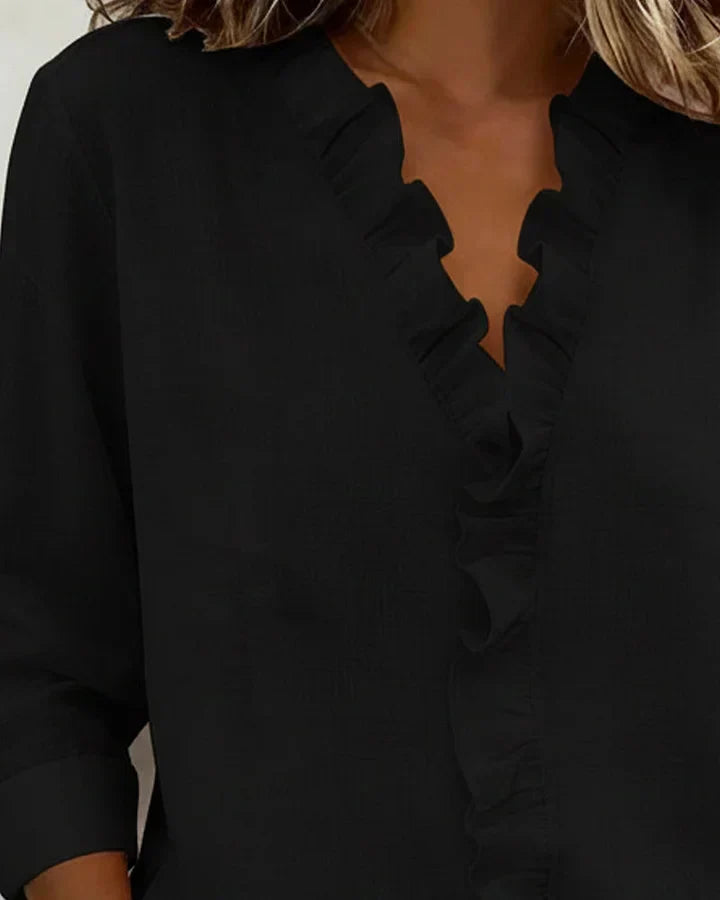 CLAIRE LYON | BLOUSE À COL VOLANTÉ EN V POUR FEMMES