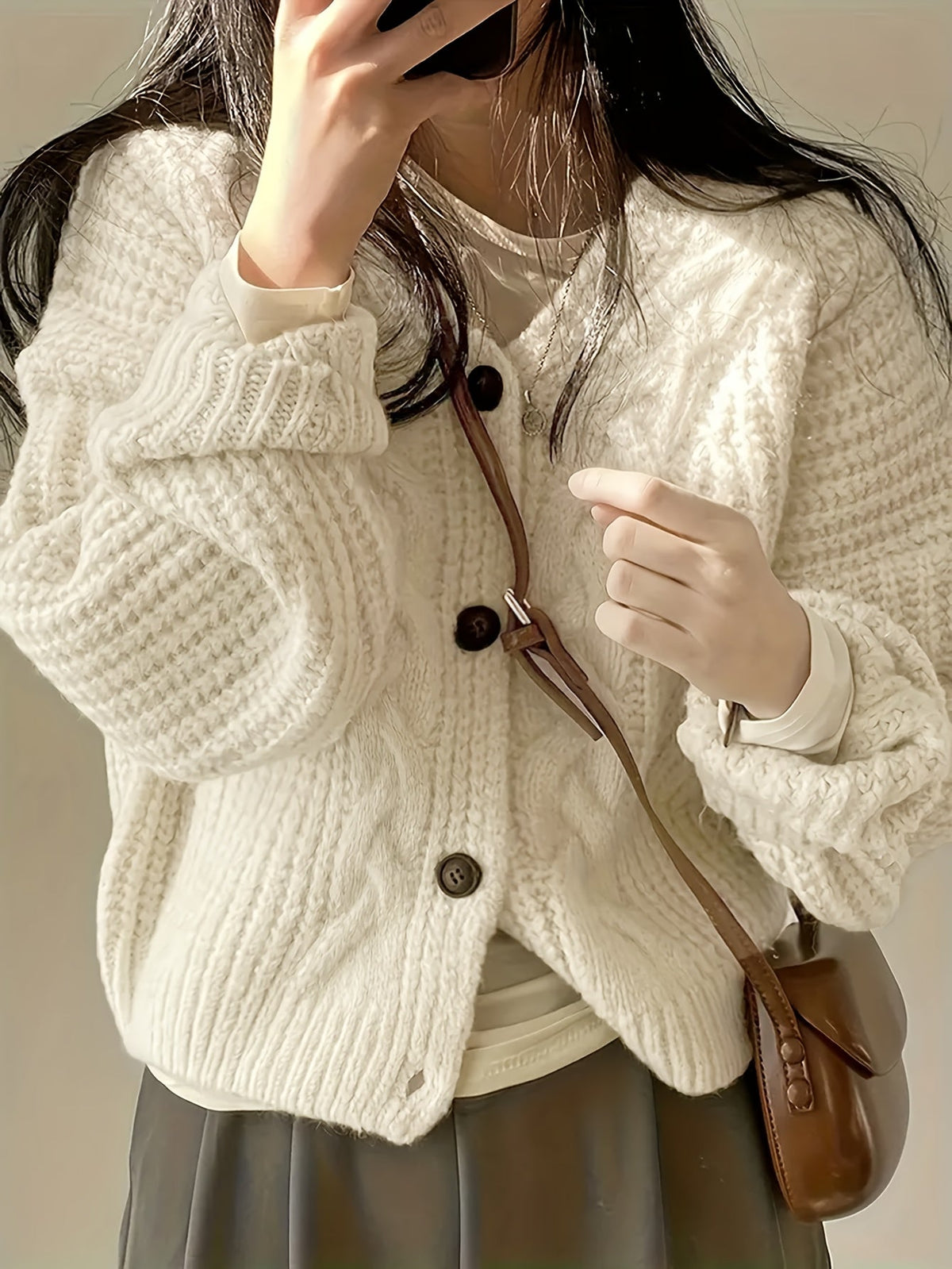 Isabelle - Cardigan Élégant Grosse Maille Torsadé