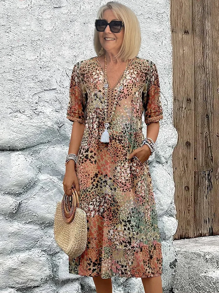 CLAIRE LYON | ROBE MIDI IMPRIMÉE CLASSIQUE POUR FEMME