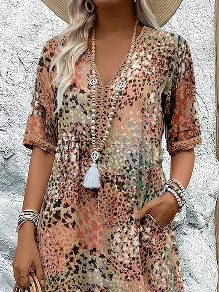 CLAIRE LYON | ROBE MIDI IMPRIMÉE CLASSIQUE POUR FEMME