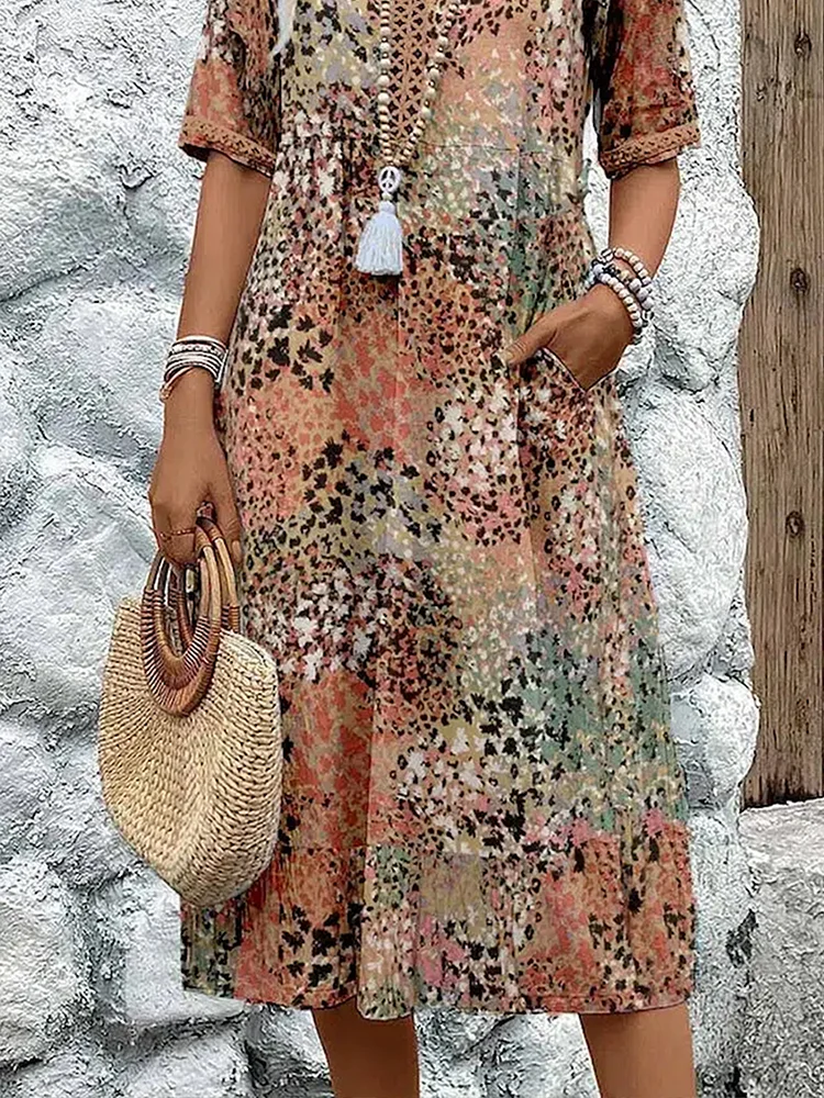 CLAIRE LYON | ROBE MIDI IMPRIMÉE CLASSIQUE POUR FEMME