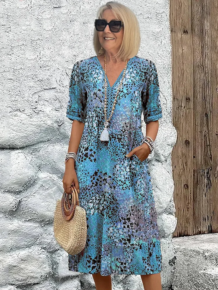CLAIRE LYON | ROBE MIDI IMPRIMÉE CLASSIQUE POUR FEMME
