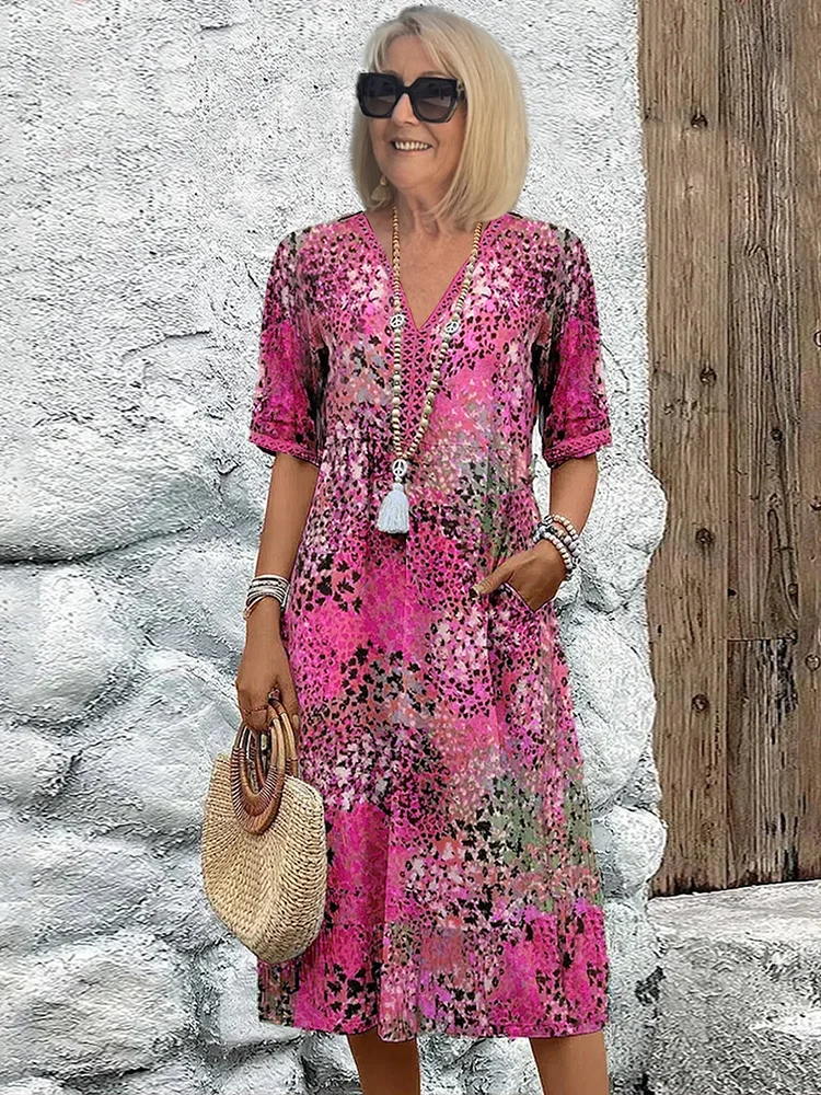 CLAIRE LYON | ROBE MIDI IMPRIMÉE CLASSIQUE POUR FEMME
