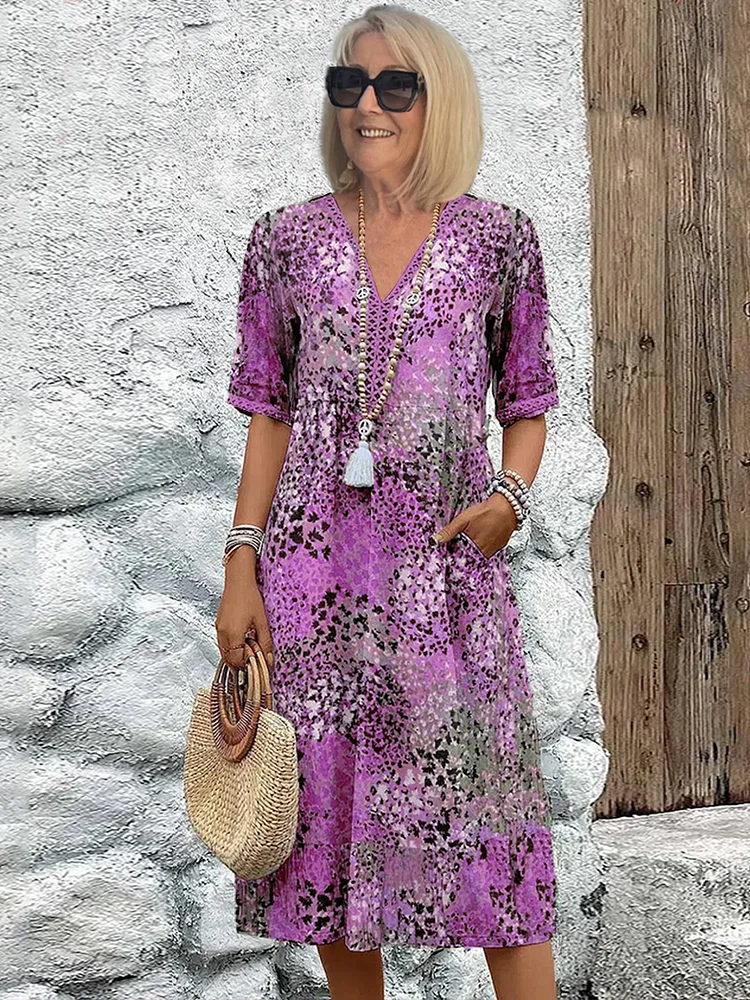 CLAIRE LYON | ROBE MIDI IMPRIMÉE CLASSIQUE POUR FEMME