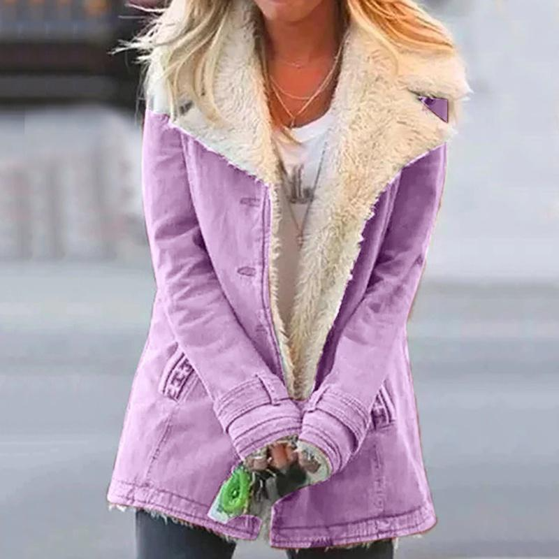 Veste d’hiver femme doublée fausse fourrure – Élégante et chaude