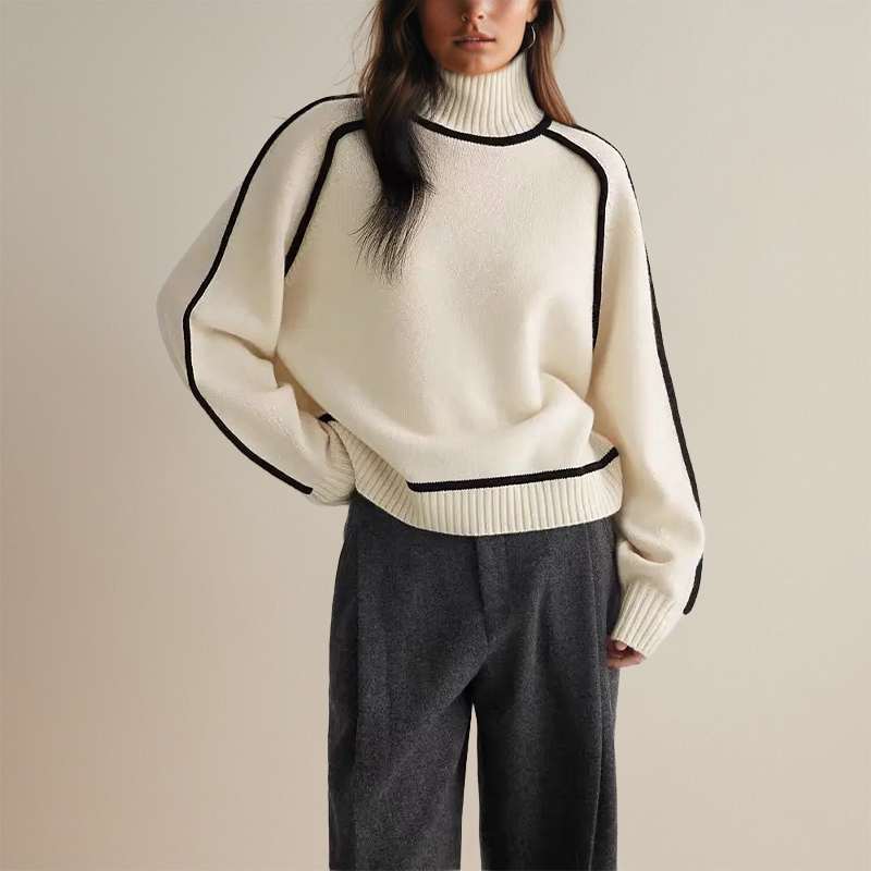 Emilie | Pull Col Montant Doux Similaire au Maille