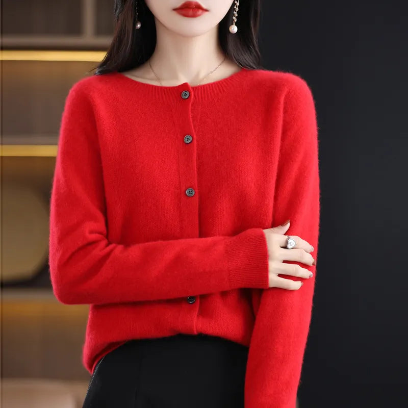 Rhea | Cardigan en Maille Mérinos Léger pour Femmes | Classique de Tous les Jours