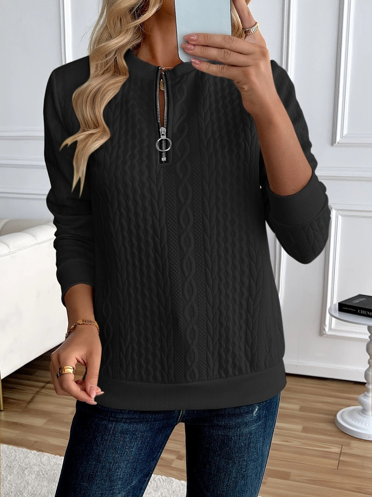 CLAIRE LYON | SWEAT ZIPPÉ TEXTURÉ POUR FEMMES