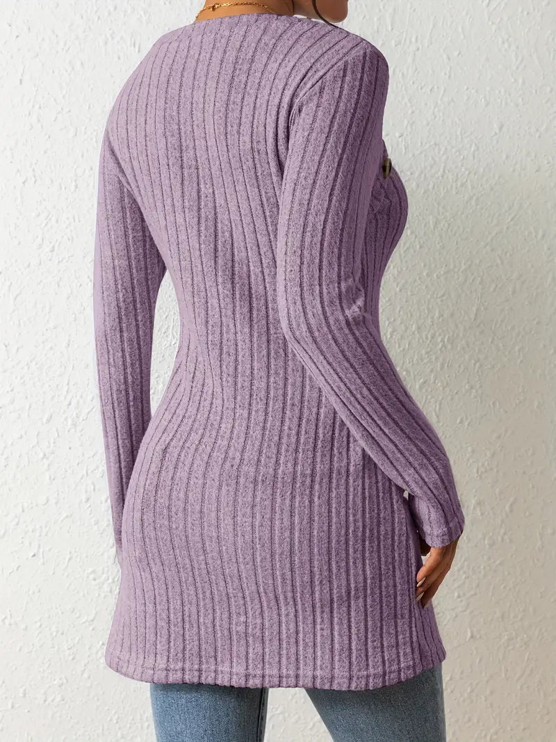 Julia - Haut Asymétrique à Côtes à la Mode