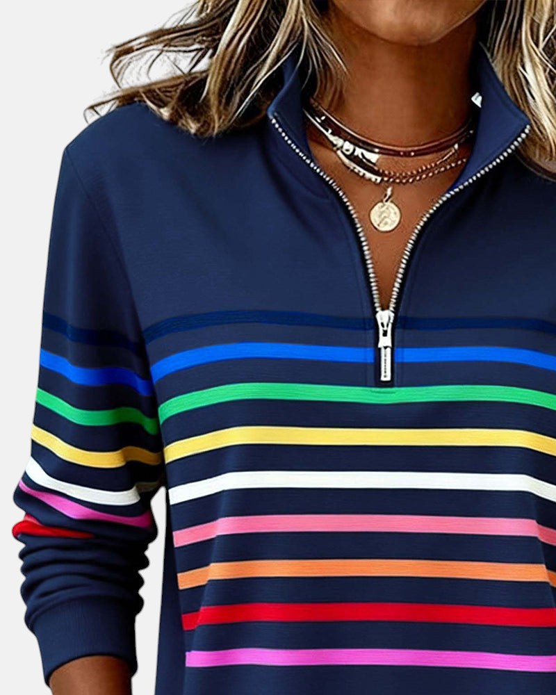 CLAIRE LYON | PULL RAYÉ À FERMETURE ÉCLAIR POUR FEMMES