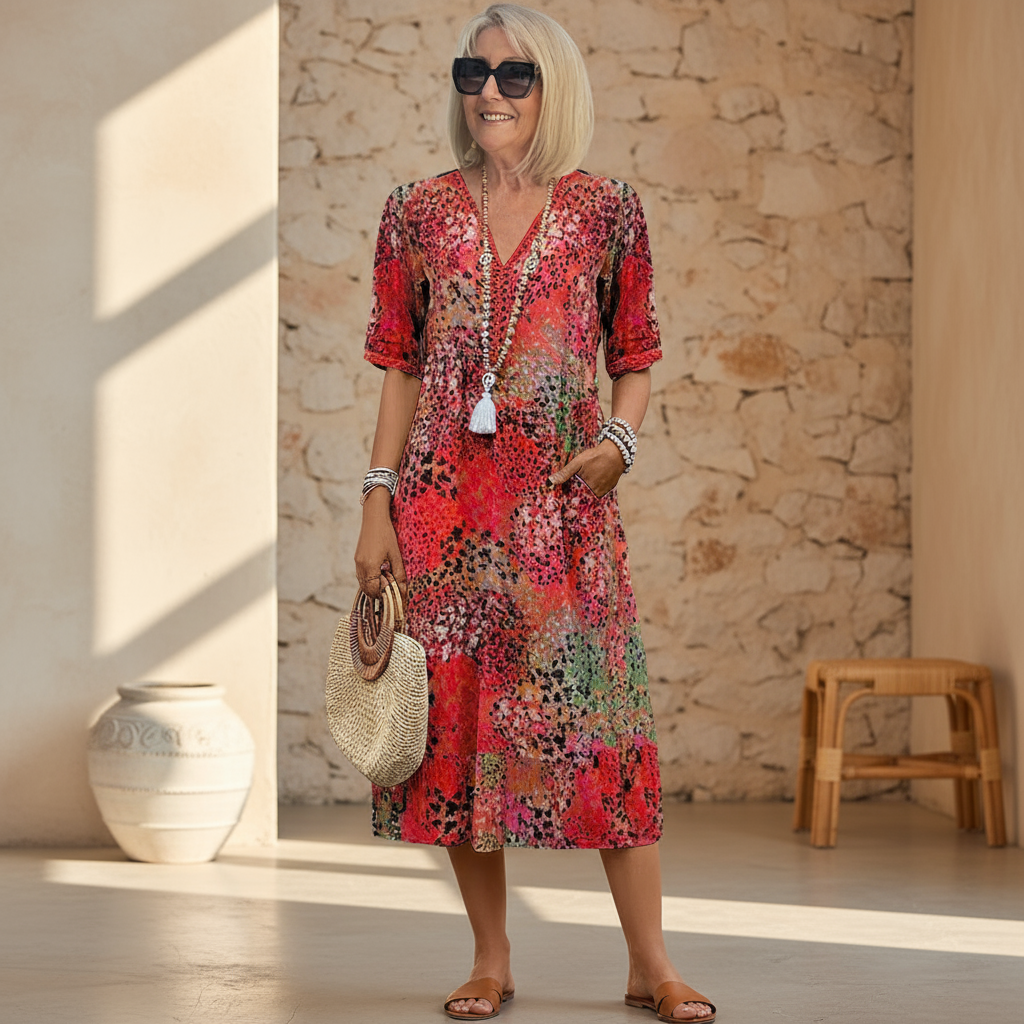 CLAIRE LYON | ROBE MIDI IMPRIMÉE CLASSIQUE POUR FEMME