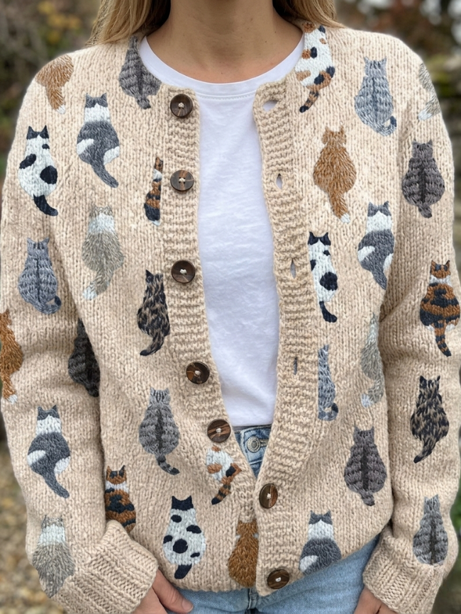 CLAIRE LYON | CARDIGAN MOTIF CHAT POUR FEMME