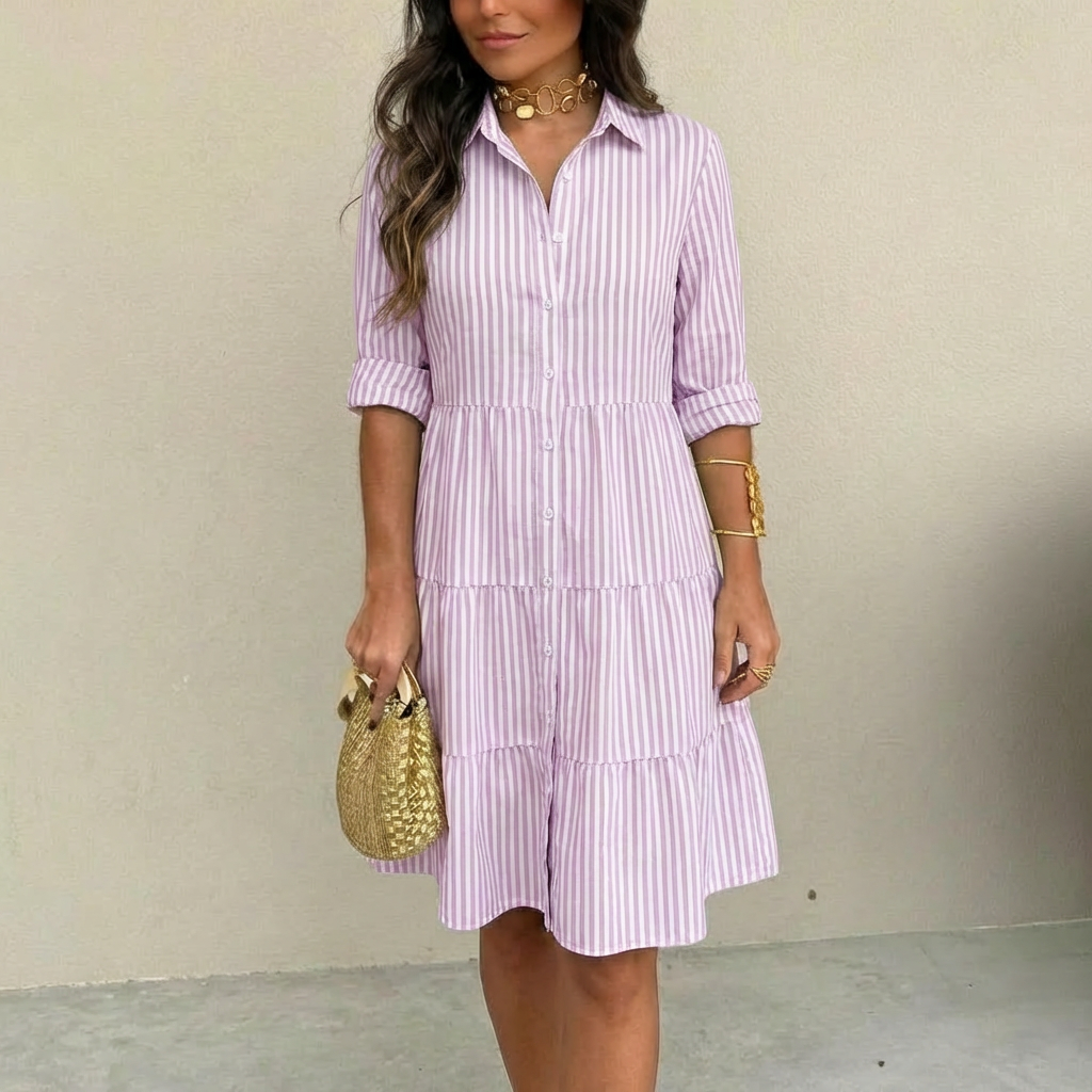 CLAIRE LYON | ROBE À BOUTONS RAYÉE POUR FEMMES