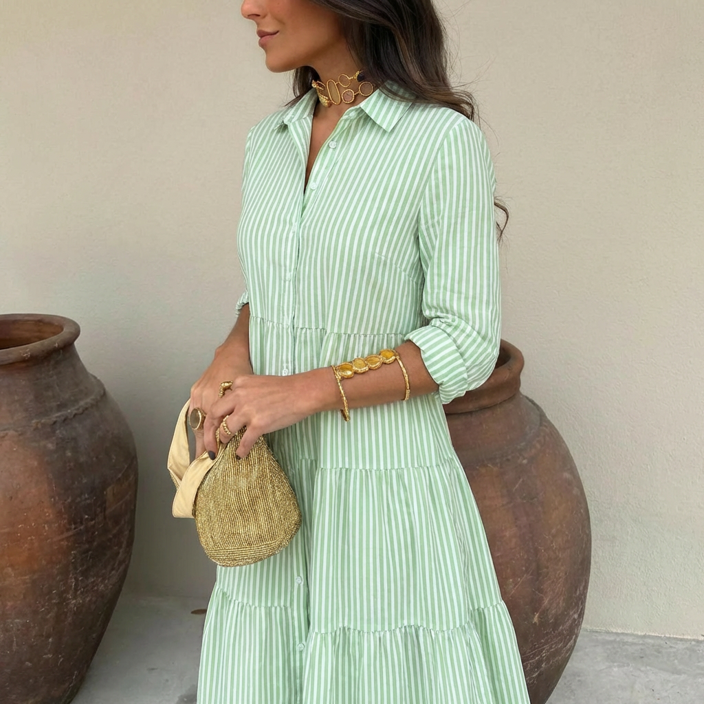 CLAIRE LYON | ROBE À BOUTONS RAYÉE POUR FEMMES