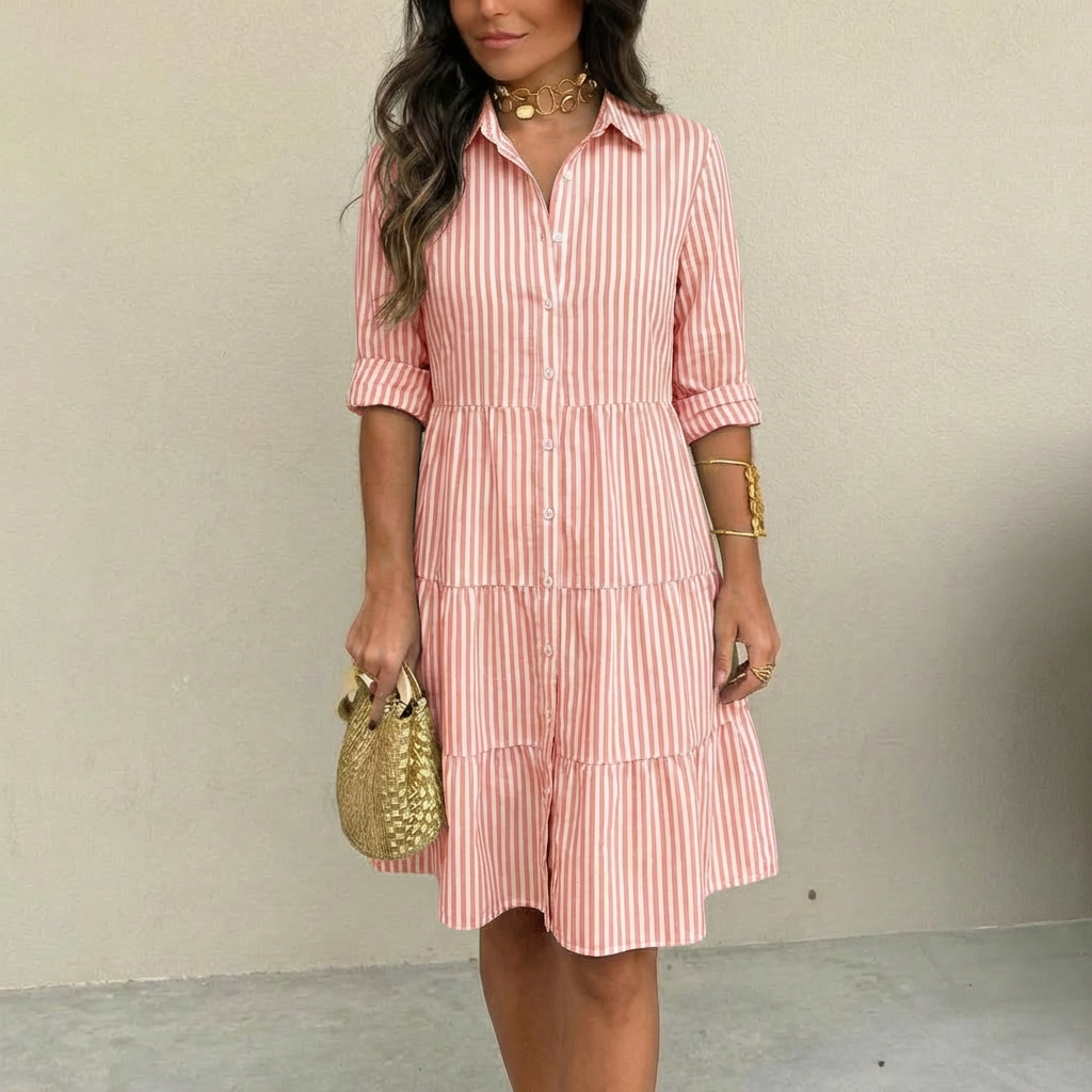 CLAIRE LYON | ROBE À BOUTONS RAYÉE POUR FEMMES