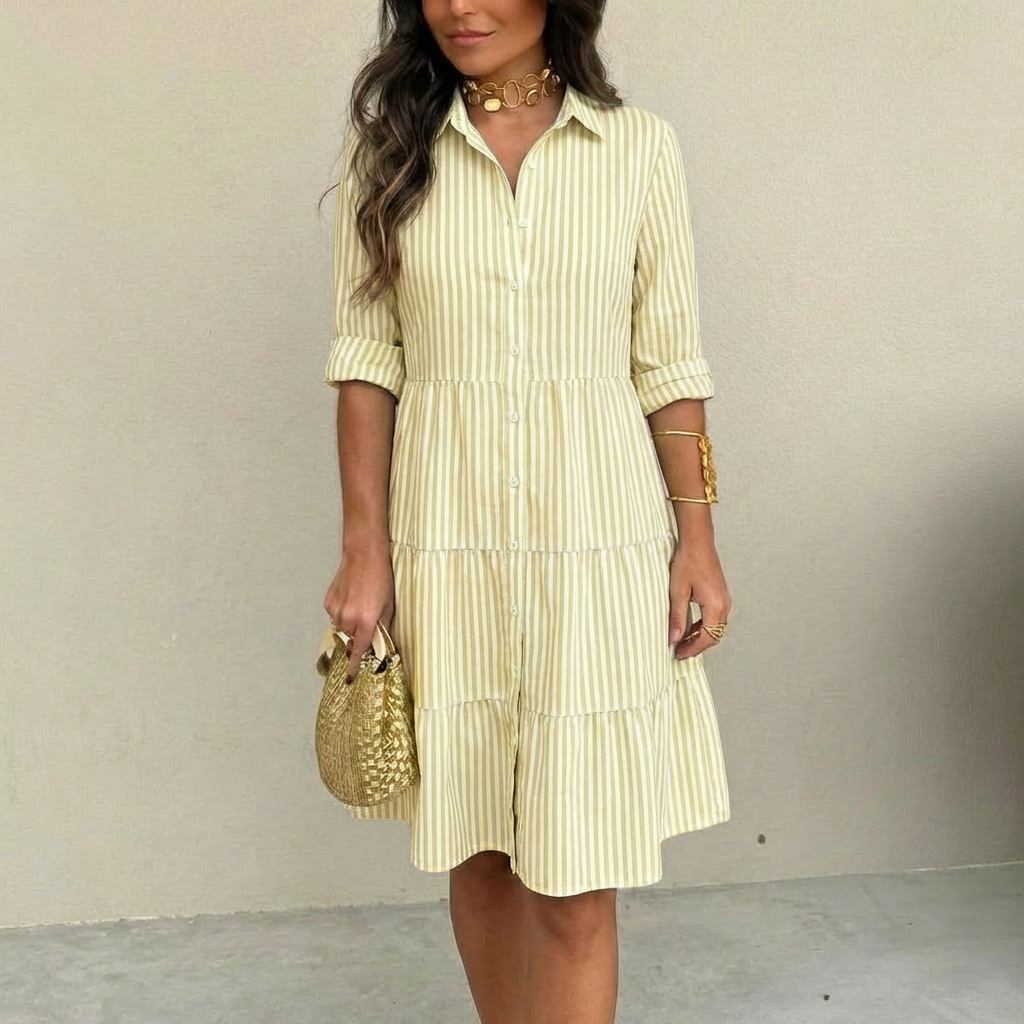 CLAIRE LYON | ROBE À BOUTONS RAYÉE POUR FEMMES