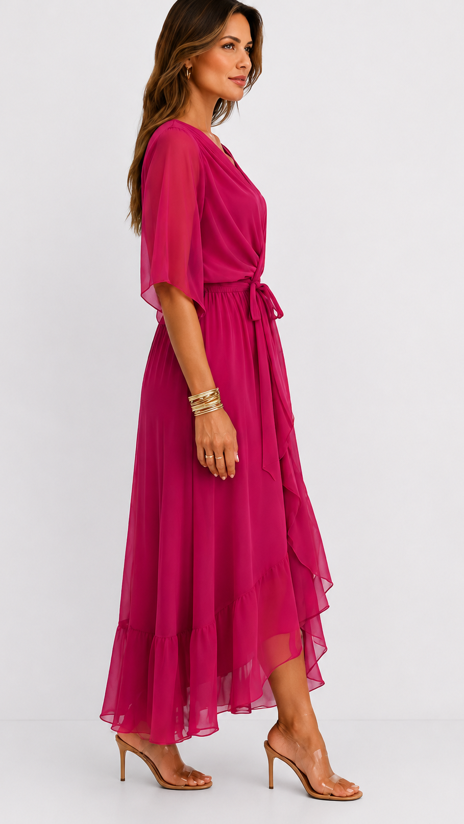 CLAIRE LYON | ROBE EN CHIFFON À ENVELOPPER POUR FEMMES