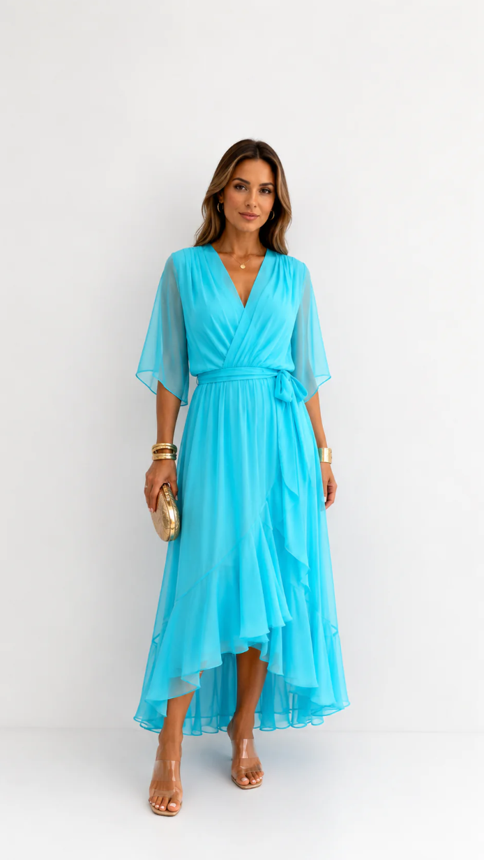 CLAIRE LYON | ROBE EN CHIFFON À ENVELOPPER POUR FEMMES