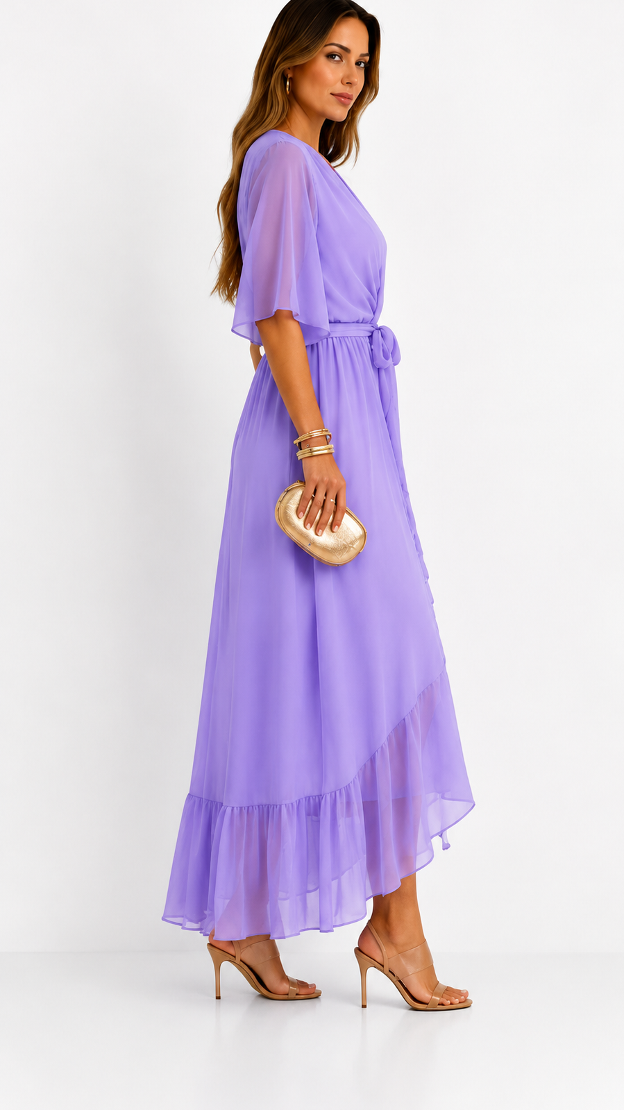 CLAIRE LYON | ROBE EN CHIFFON À ENVELOPPER POUR FEMMES