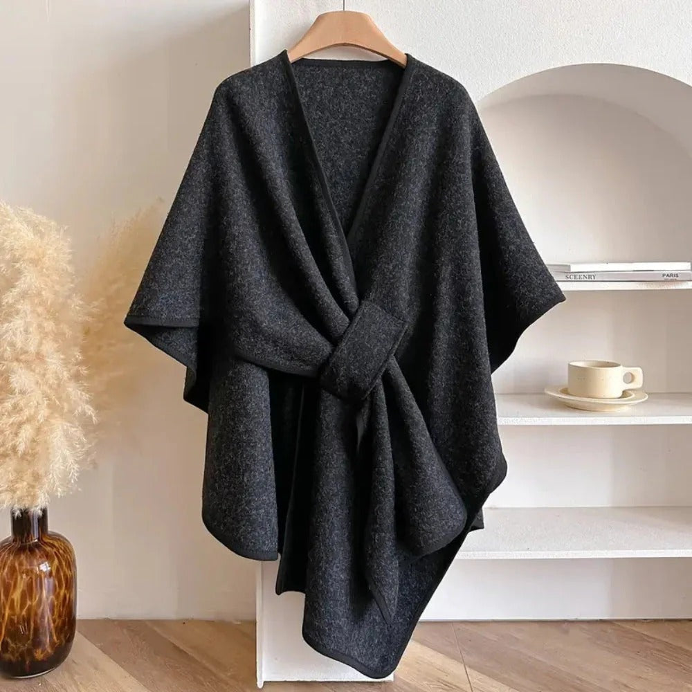 Écharpe poncho femme en maille douce - accessoire élégant, chaud et polyvalent toutes saisons