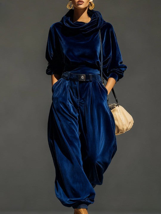 Léonie - Ensemble Velours Sweat à Capuche et Pantalon Ample