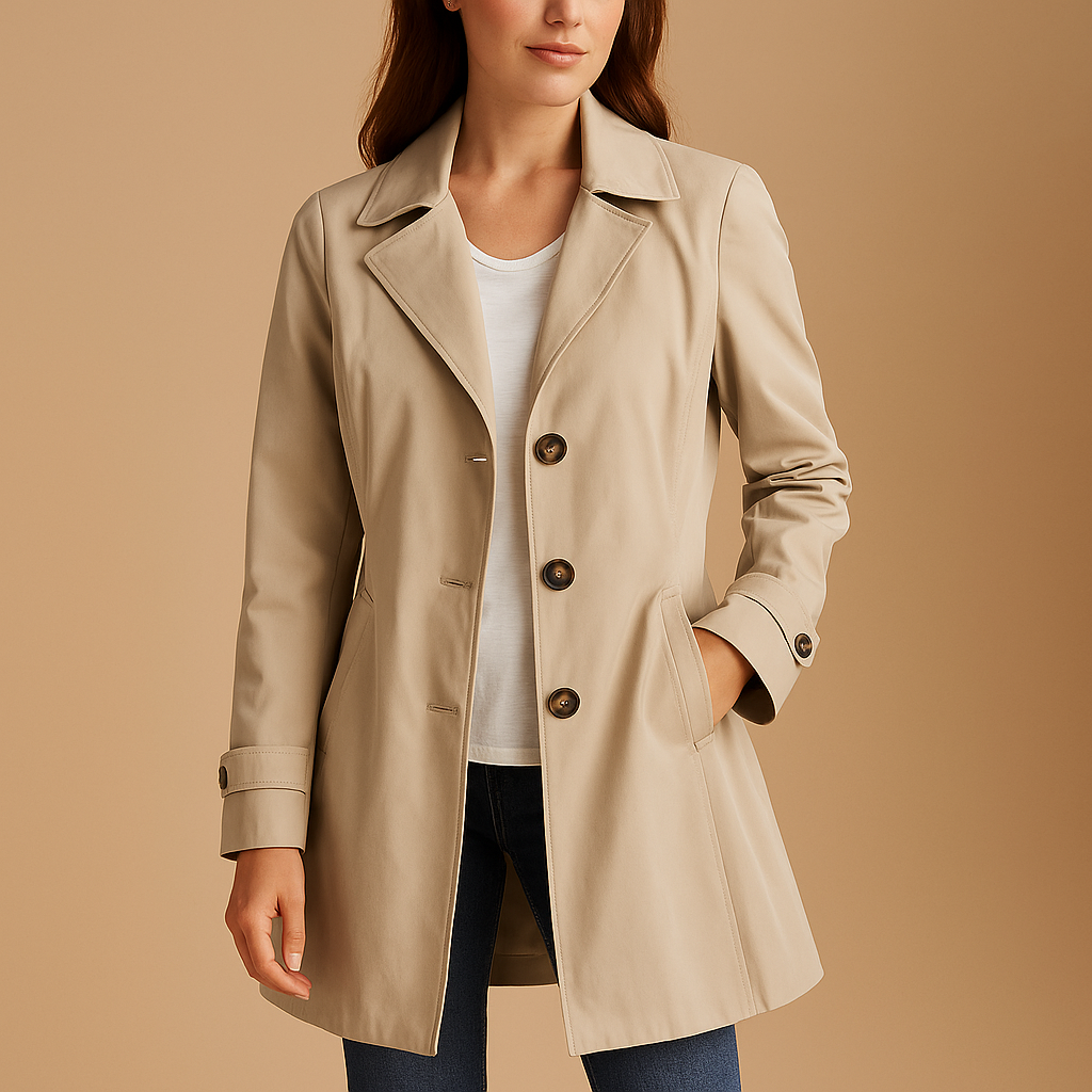 Trenchcoat Élégant Femme À Boutonnage Classique