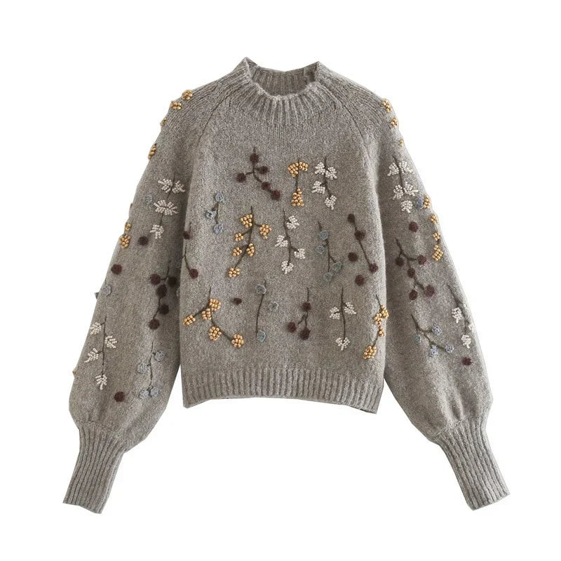 Céline - Pull Féminin Brodé Fleuri