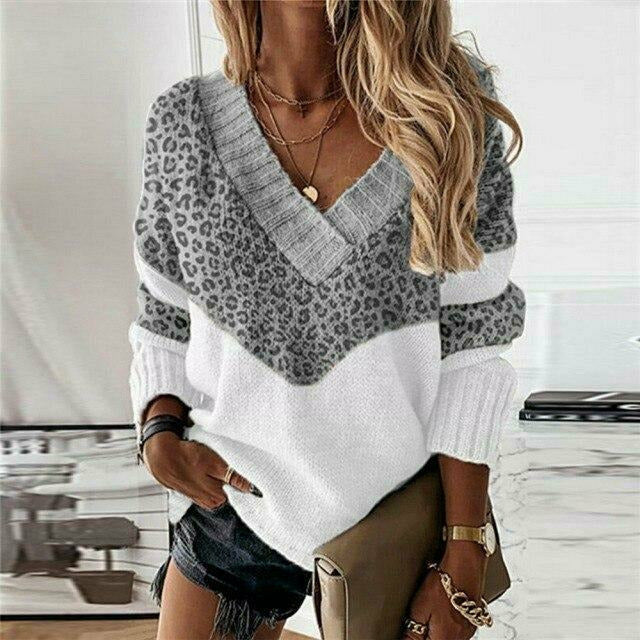 CLAIRE LYON | PULL PATCHWORK IMPRIMÉ LÉOPARD POUR FEMMES