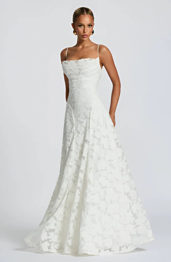 Robe longue femme à fines bretelles - Robe fleurie élégante à imprimé floral pour l’hiver