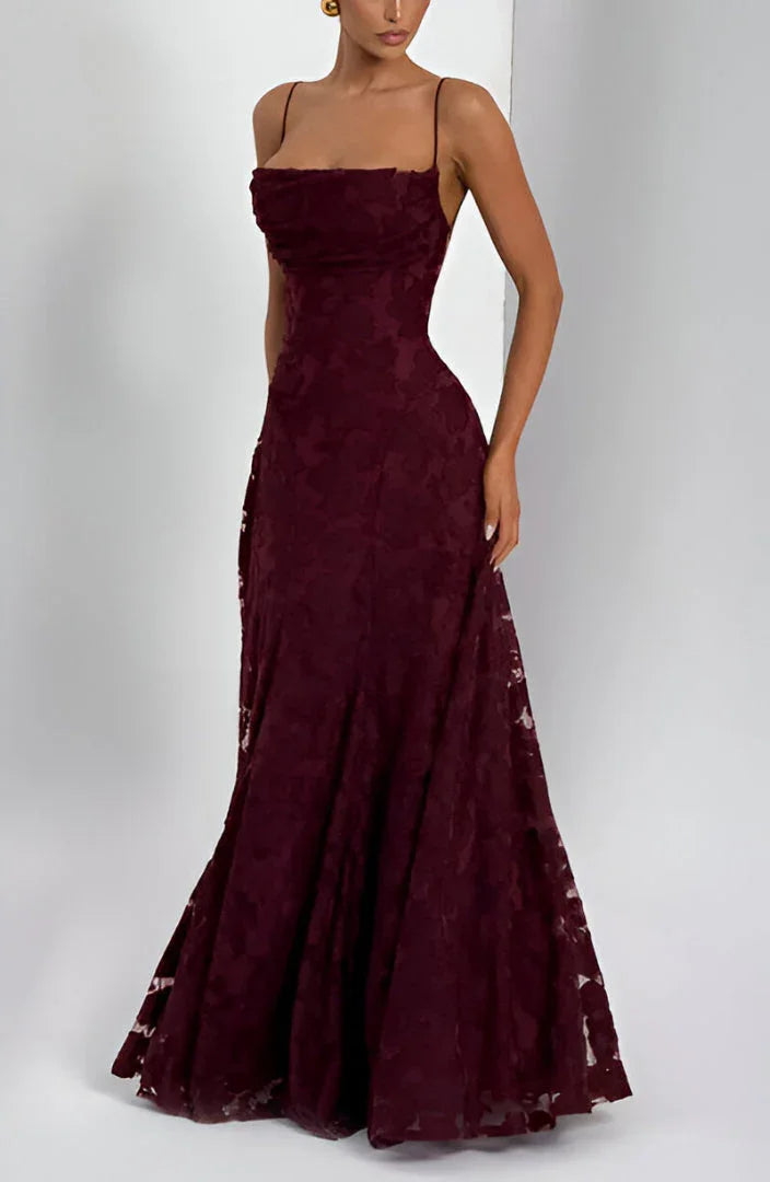 Robe longue femme à fines bretelles - Robe fleurie élégante à imprimé floral pour l’hiver