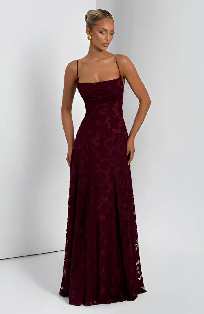 Robe longue femme à fines bretelles - Robe fleurie élégante à imprimé floral pour l’hiver