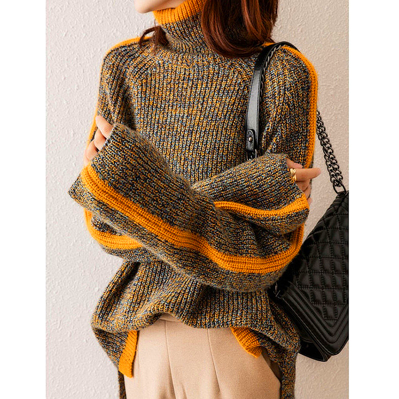 Éléonore - Pull Maille Oversize Col Roulé Élégance Femme