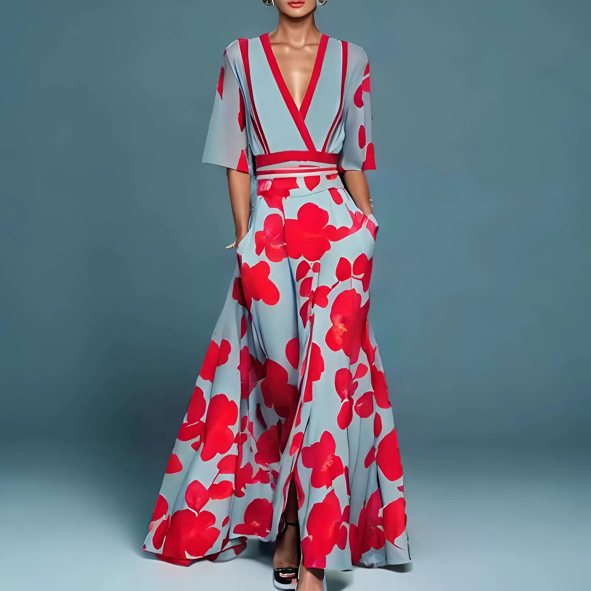 CLAIRE LYON | ROBE FLORALE COL V POUR FEMMES