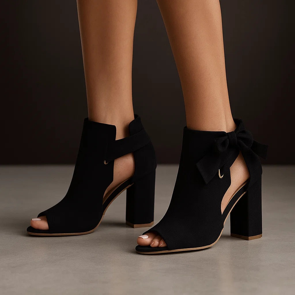 CLAIRE LYON | TALON BLOC PEEP-TOE EN DAIM POUR FEMME