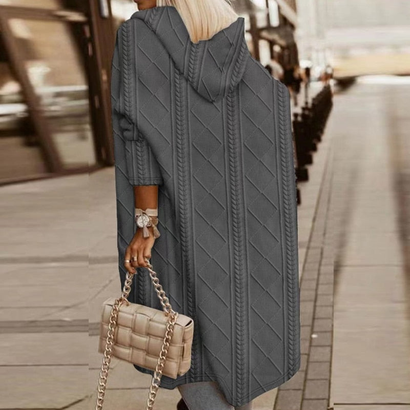 Kateri - CARDIGAN AVEC CAPUCHE LONG ET AJUSTEMENT DÉCONTRACTÉ