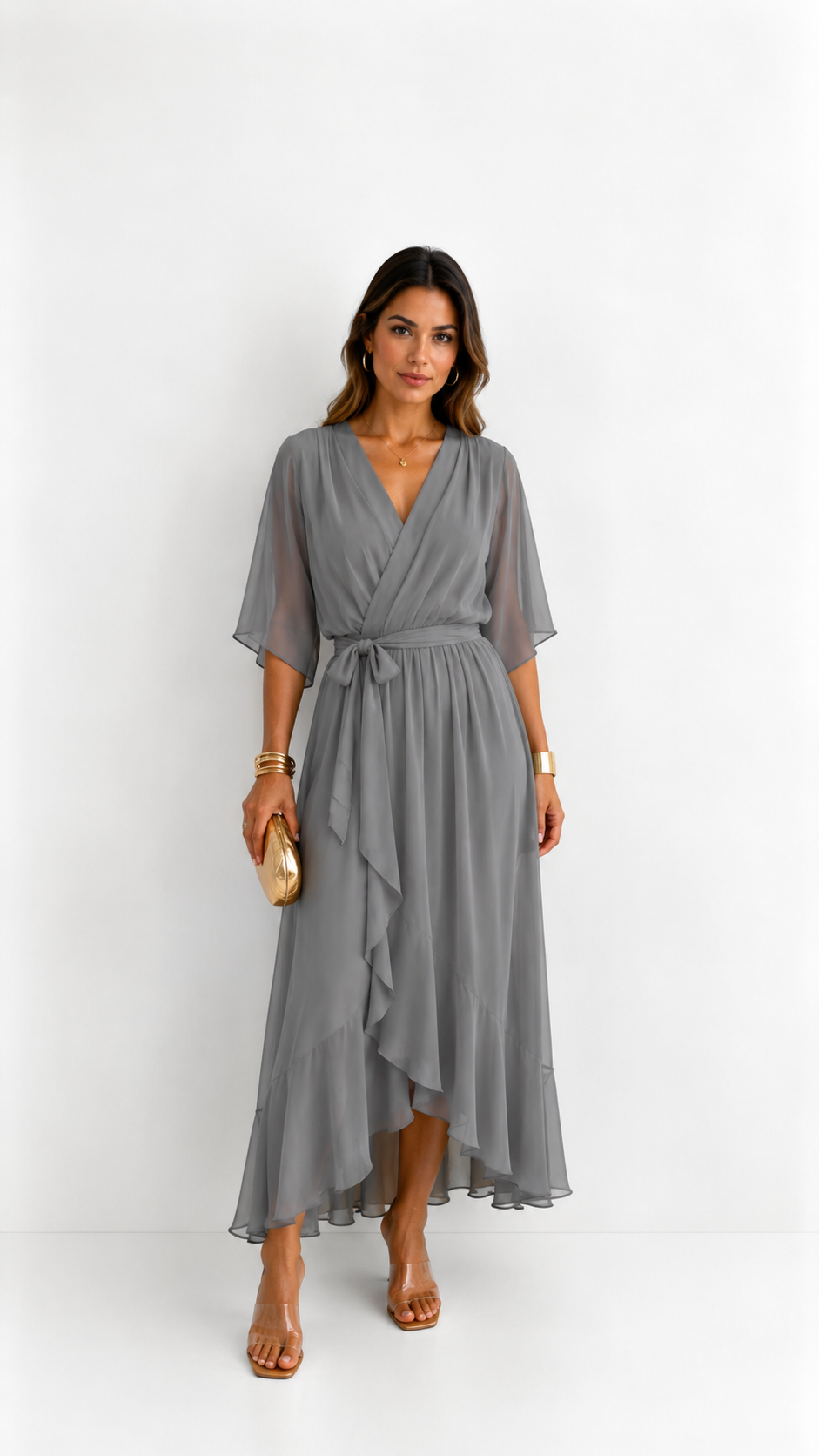 CLAIRE LYON | ROBE EN CHIFFON À ENVELOPPER POUR FEMMES