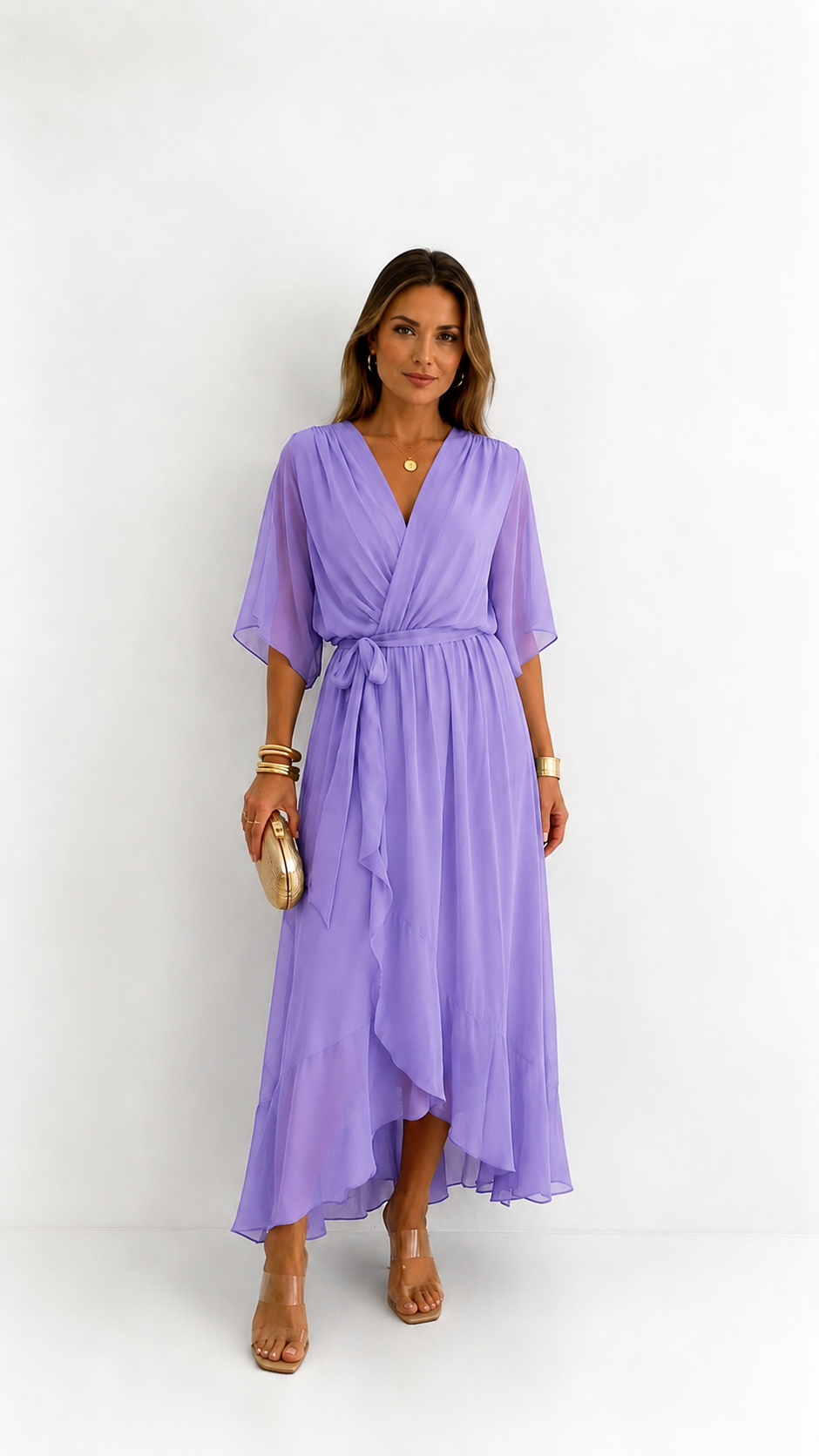 CLAIRE LYON | ROBE EN CHIFFON À ENVELOPPER POUR FEMMES