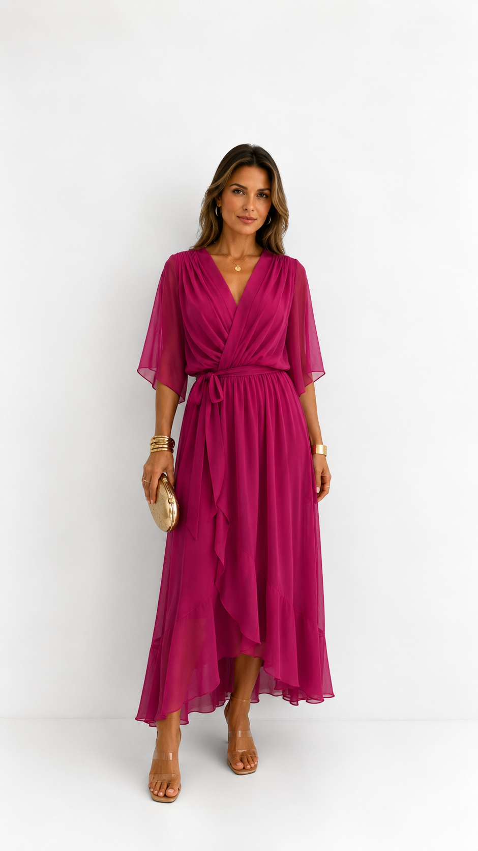 CLAIRE LYON | ROBE EN CHIFFON À ENVELOPPER POUR FEMMES
