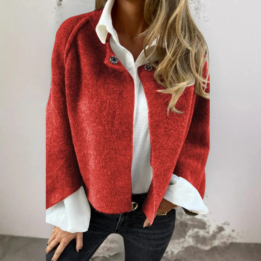 Henrike - Manteau en Maille avec Col Rond et Manches Longues