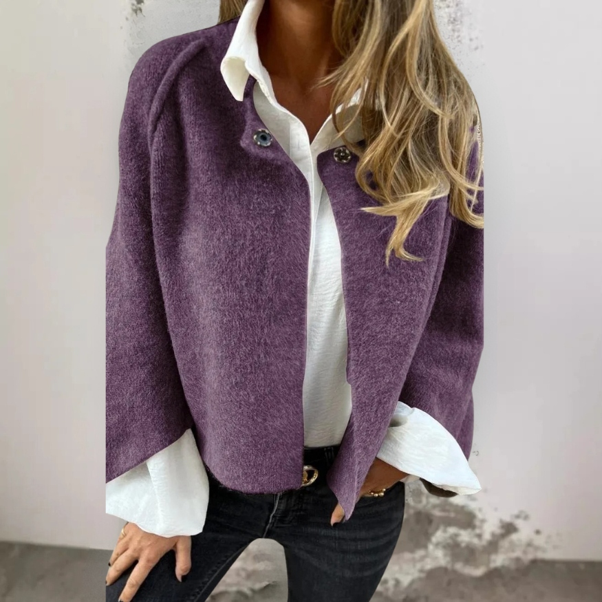 Henrike - Manteau en Maille avec Col Rond et Manches Longues