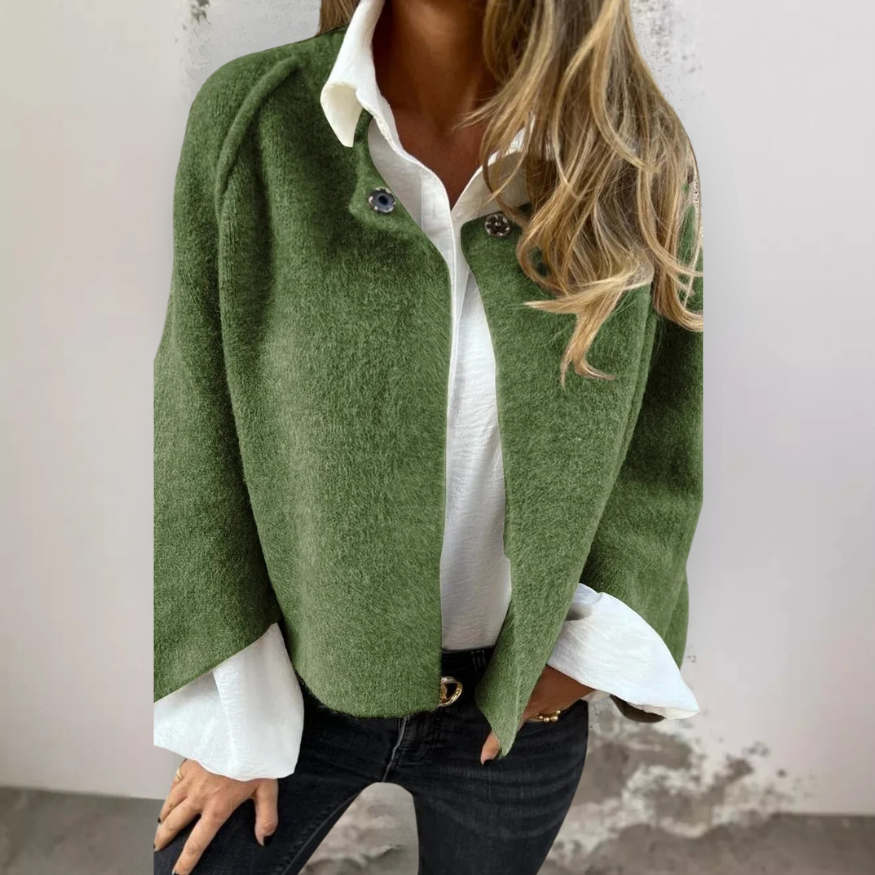 Henrike - Manteau en Maille avec Col Rond et Manches Longues