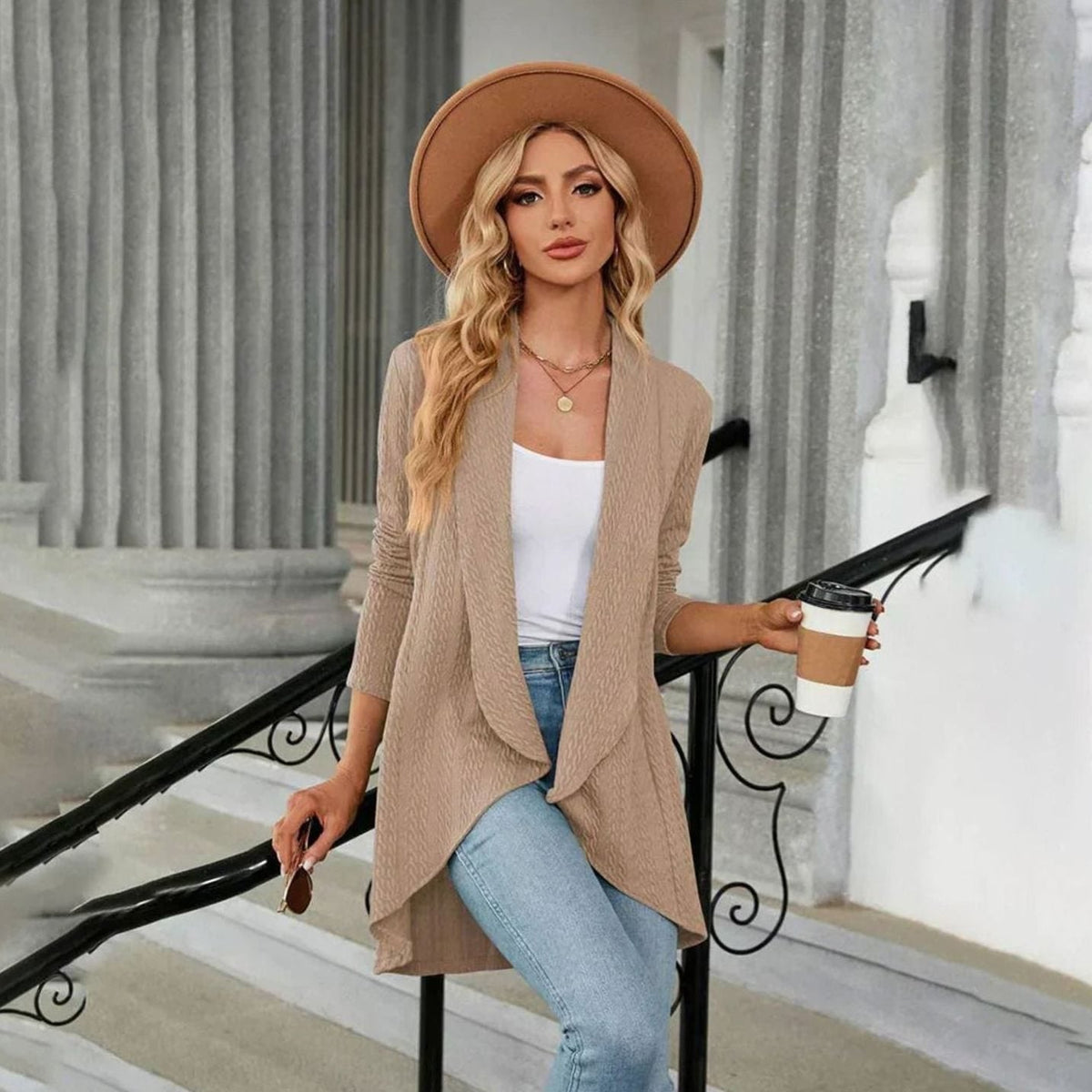 Sylvie - Cardigan Élégant Long Torsadé