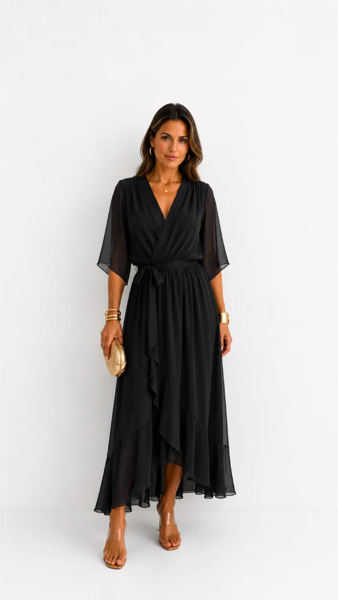 CLAIRE LYON | ROBE EN CHIFFON À ENVELOPPER POUR FEMMES