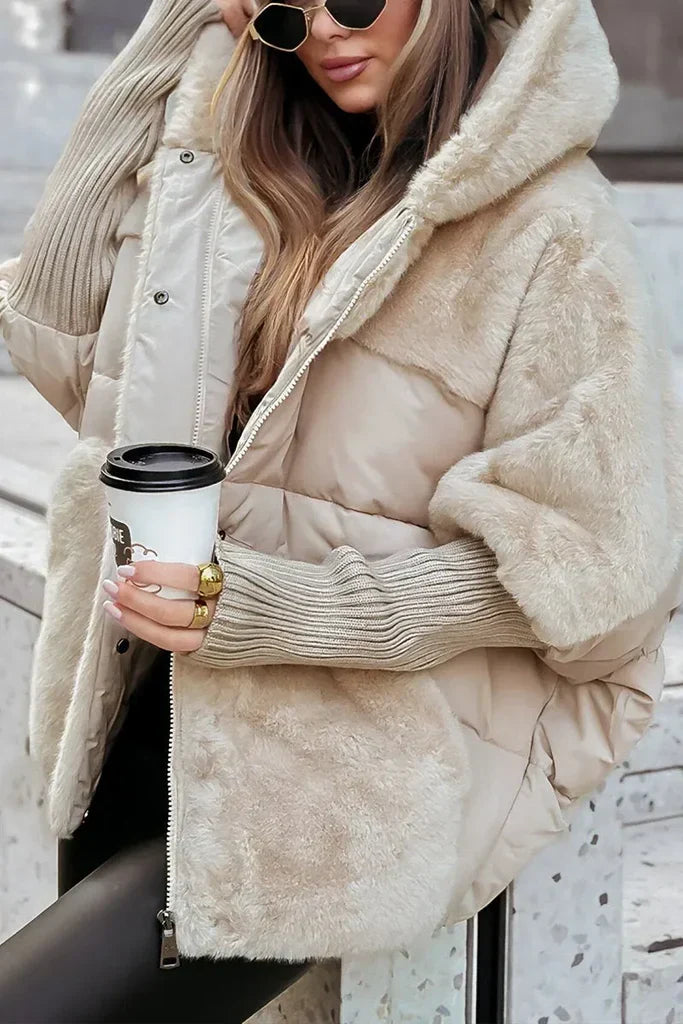 Camille – Doudoune d’hiver femme avec col en fourrure et grande capuche