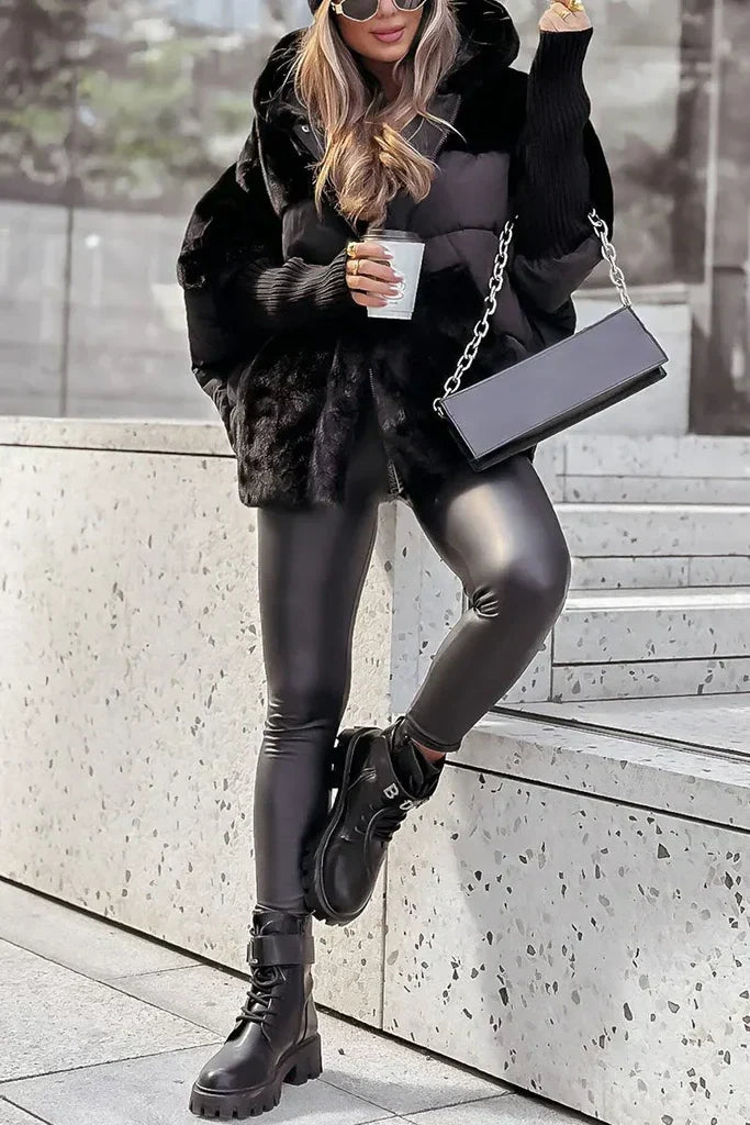 Camille – Doudoune d’hiver femme avec col en fourrure et grande capuche