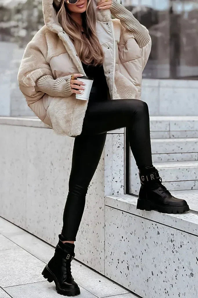 Camille – Doudoune d’hiver femme avec col en fourrure et grande capuche