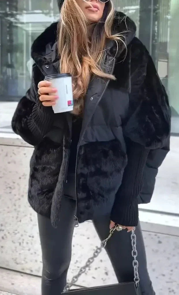 Camille – Doudoune d’hiver femme avec col en fourrure et grande capuche